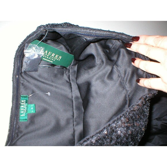 New Womens NWT Dress 14 Ralph Lauren Sequin Black Designer Strapless Strap Party - Picture 8 of 11